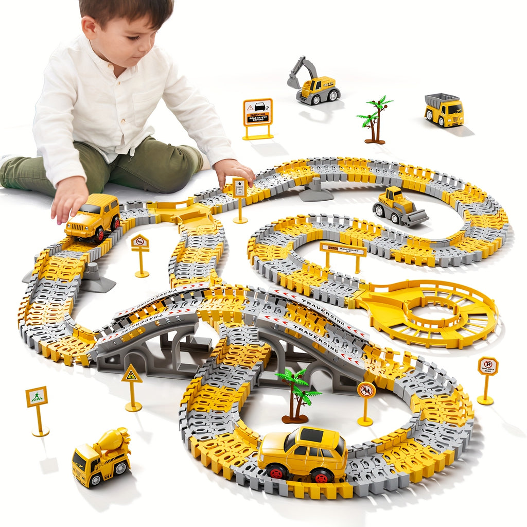 236pcs STEM Race Track Building Set for Kids Ages 3+ – Splicing Construction Track Playset with Race Cars, Preschool Engineering Toy, Christmas Birthday Gift for Boys Girls