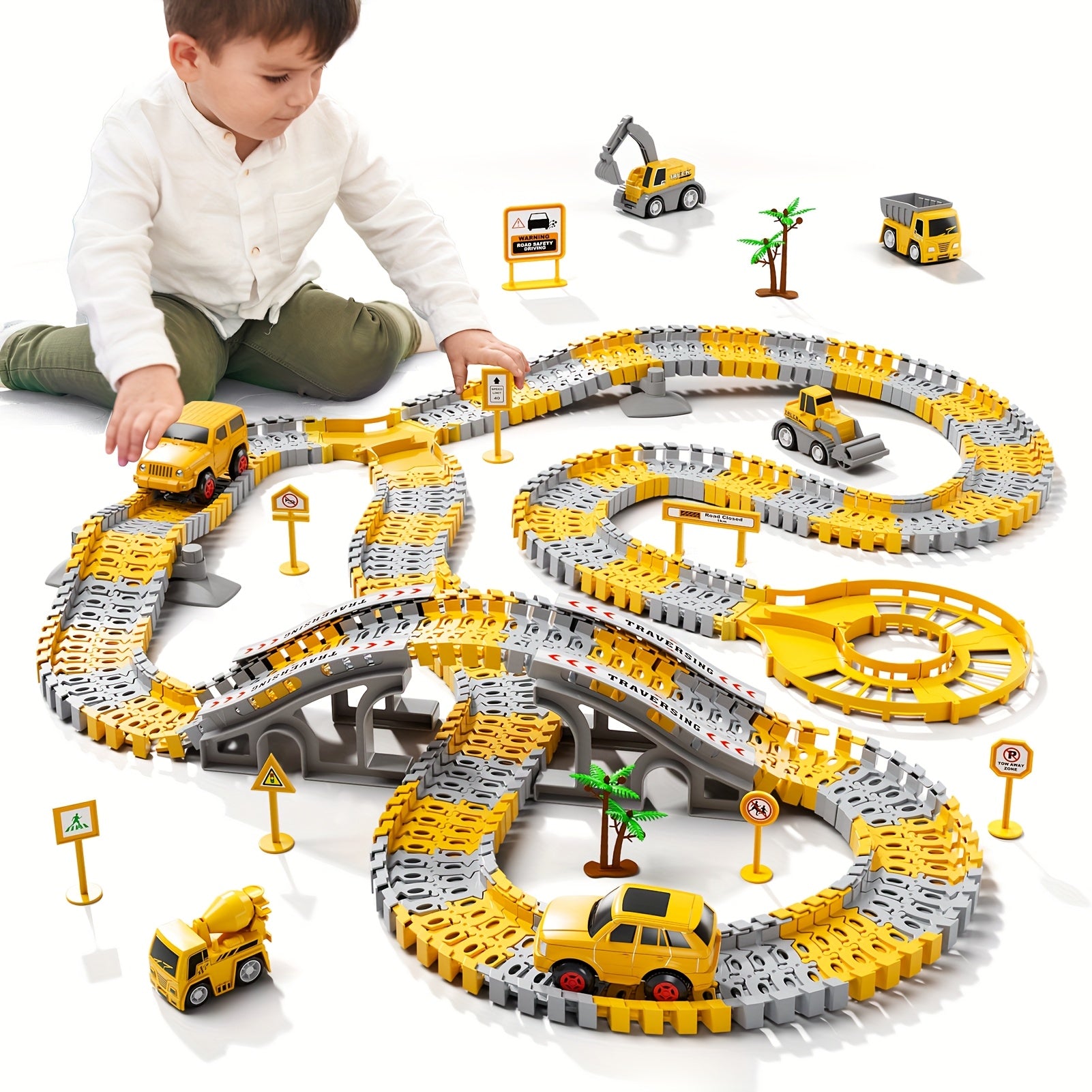 236pcs STEM Race Track Building Set for Kids Ages 3+ – Splicing Construction Track Playset with Race Cars, Preschool Engineering Toy, Christmas Birthday Gift for Boys Girls