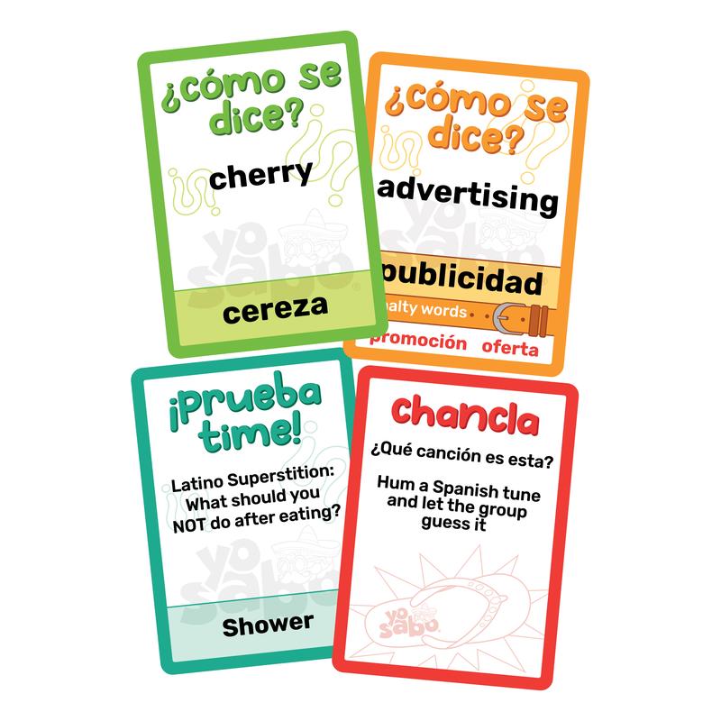 Bilingual Spanish Card Game Yo Sabo Edition 2 with 198 Cards, Latino Trivia and Chancla Challenges for Family Game Night and Language Practice