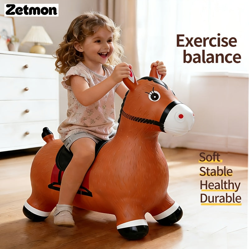 Inflatable Bouncing Horse for Kids – PVC Ride-On Jumping Animal Hopper with Air Pump, Balance & Exercise Toy, Birthday Gift for Toddlers Boys & Girls Ages 2+
