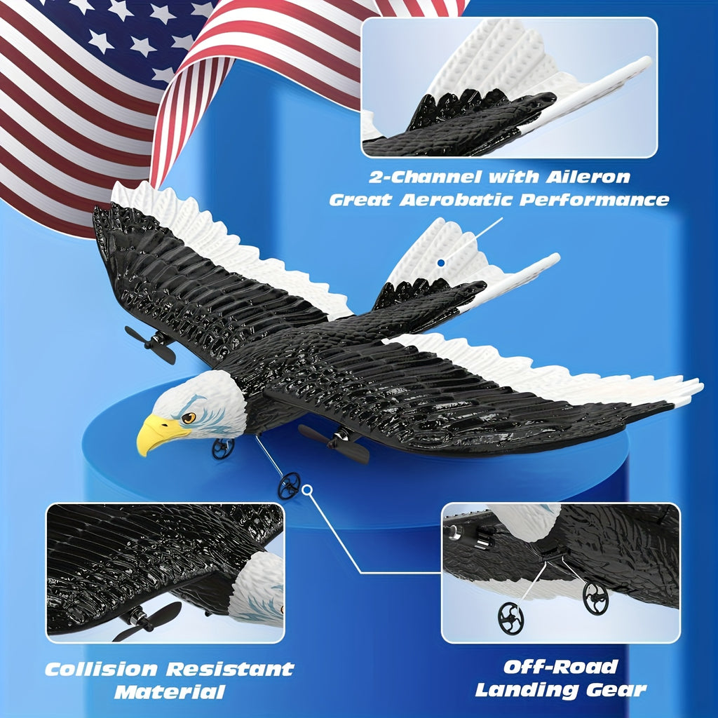 RC Eagle Plane RTF Remote Control Flying Bird 2.4GHz 2CH 6-Axis Gyro Stabilizer 2 Batteries 22 Min Flight Time Easy to Fly for Beginners Kids Adults Gift