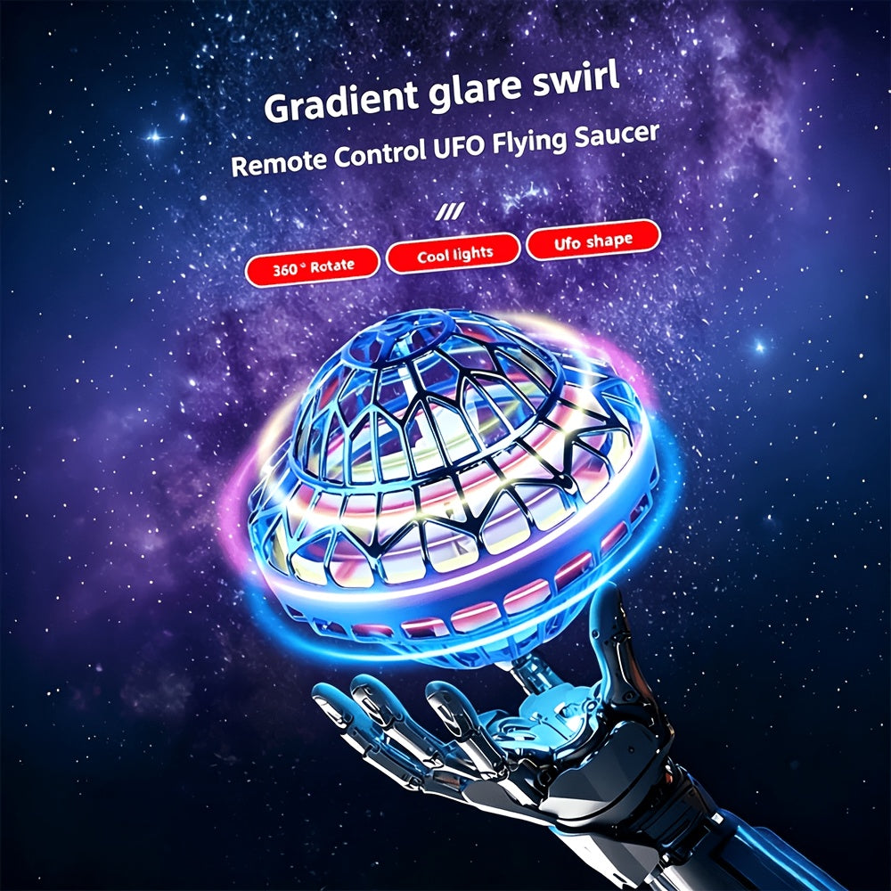 UFO Magic Flying Ball 2-Pack, Gesture Controlled LED Spinning Floating Ball Toy, Universe Themed Hover Ball, Birthday Halloween Christmas Gift for Kids Boys Girls