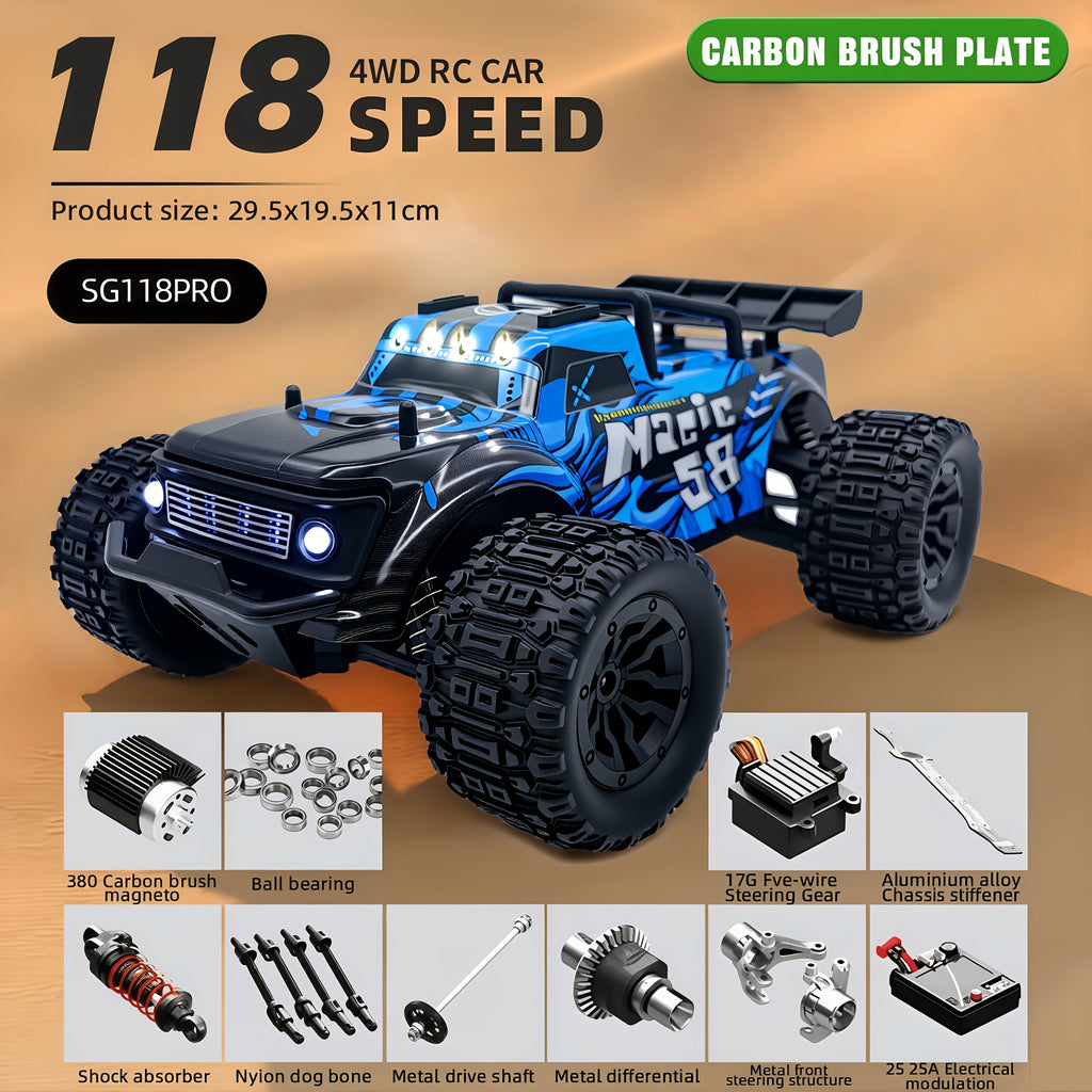 1:18 Scale RC Car 25MPH Dual Motor Off-Road Remote Control Car with Dual Color Sturdy Shell – High-Speed Racing Track Car for Boys Kids Halloween Christmas Gift