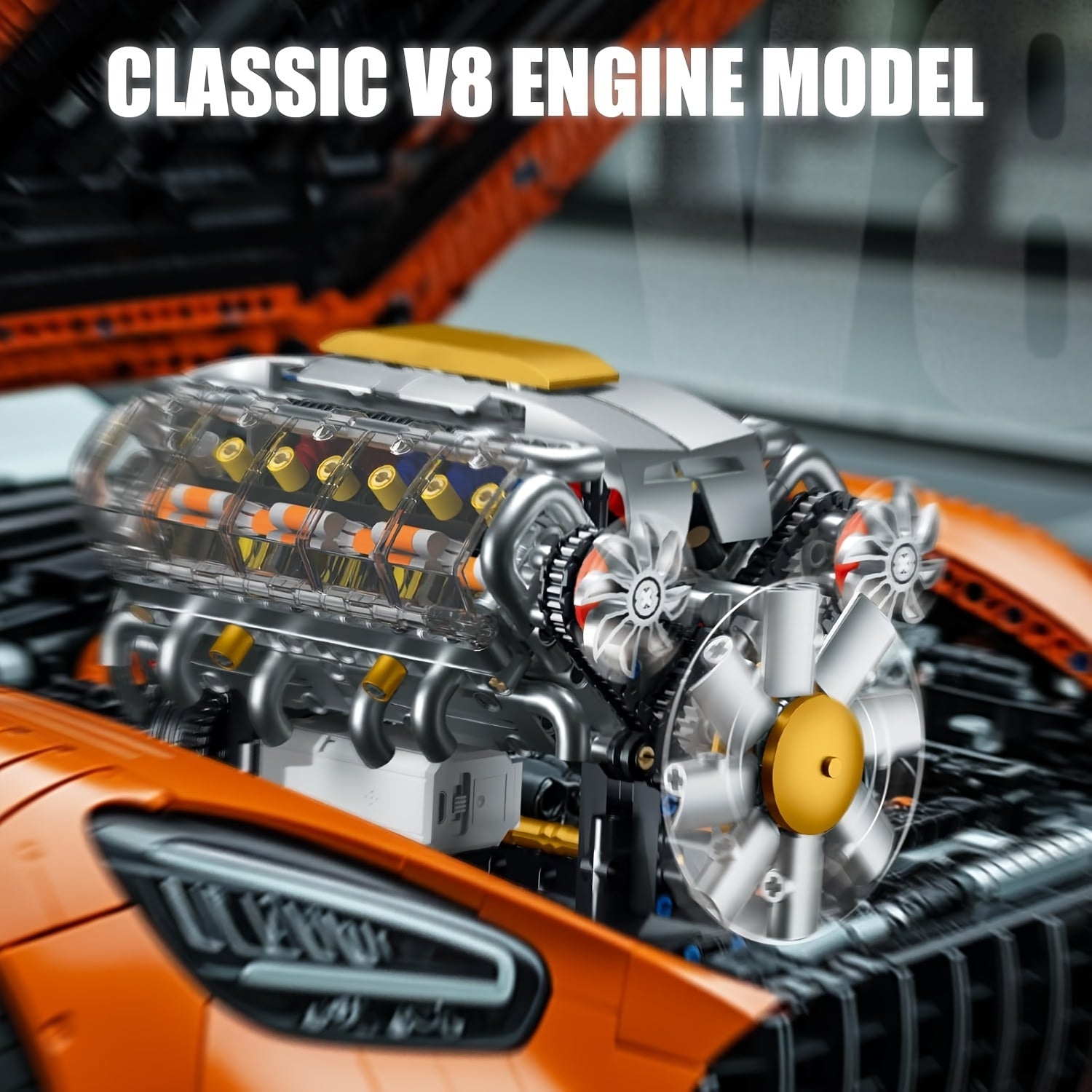 V8 Engine Building Kit 692 Pieces, Build Your Own Mini Supercar V8 Engine Model with Bidirectional Motor, Advanced STEM Mechanical Puzzle Display for Adults Teens, Birthday Christmas Gift Car Enthusiasts