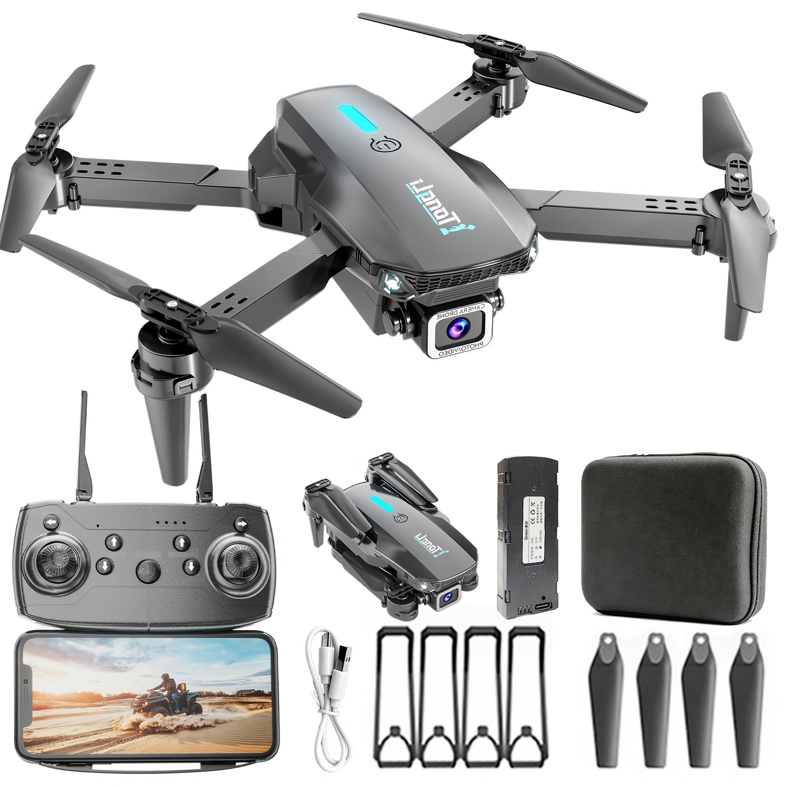 FPV Camera Drone with Dual Camera & Altitude Hold – Aerial Photography RC Quadcopter, Headless Mode, Gesture Photo, One-Key Takeoff/Landing, Drop-Resistant, Beginner & Kids Gift