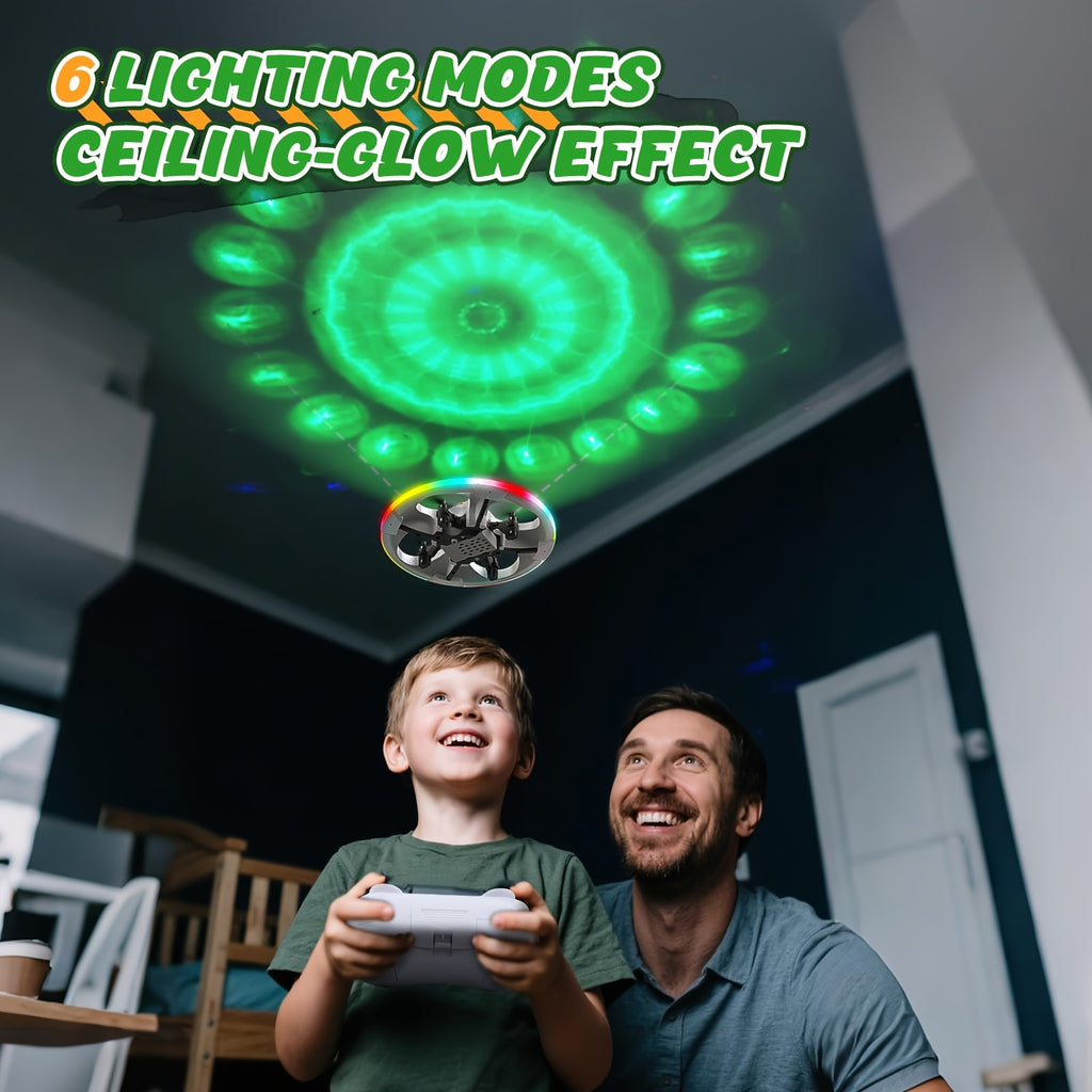 Mini UFO Drone for Kids RC Helicopter Remote Control Airplane with LED Lights Auto Hover 2 Batteries 14 Min Flight Indoor Outdoor Toy Gift