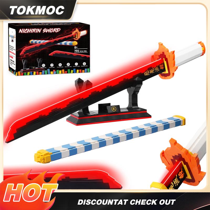Anime Sword Building Block Set by TOKMOC with Display Stand and Scabbard, ABS Construction Model Kit for Ages 12+, Cosplay Display and Collector Gifts