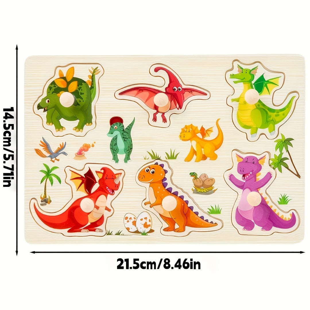 Wooden Jigsaw Puzzles for Toddlers Preschoolers Farm Animal Dinosaur Fruit Shape Number Educational STEM Toy Boys Girls Ages 2-5