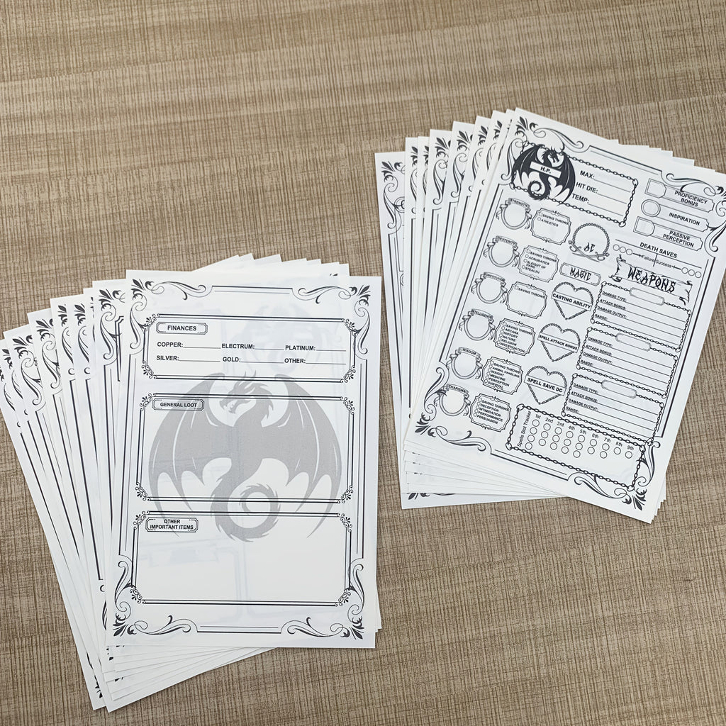 DnD 5e Character Sheet Spell Tracker Journal 60 Pages A5 – 10 Sets of 6 Unique Pages for Dungeons & Dragons Campaigns, RPG Player Character Tracker Gift for Dungeon Masters & Tabletop Gamers