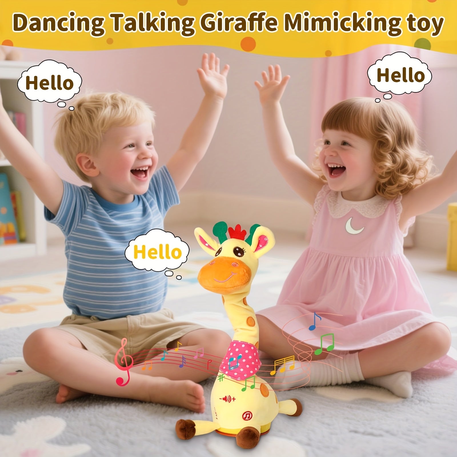 Dancing Talking Giraffe Toy for Baby Toddler 60 Songs Glowing Musical Stuffed Animal Repeats What You Say Interactive Gift for Boys Girls Ages 0 Months+