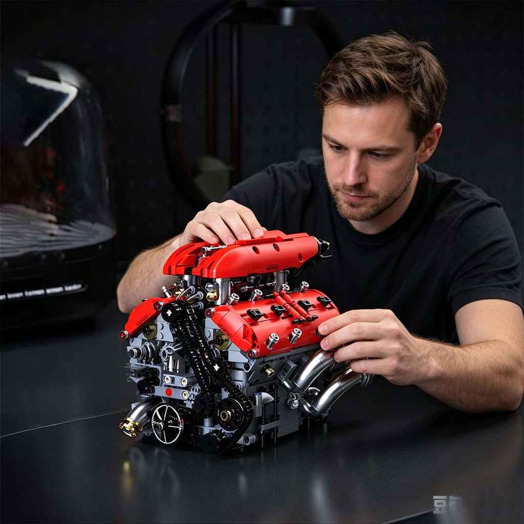 V8 Engine Building Blocks Set 1370pcs Functional Simulated Automobile Engine Model Dynamic Operable Mechanical Structure Adult Tech Assembly Kit