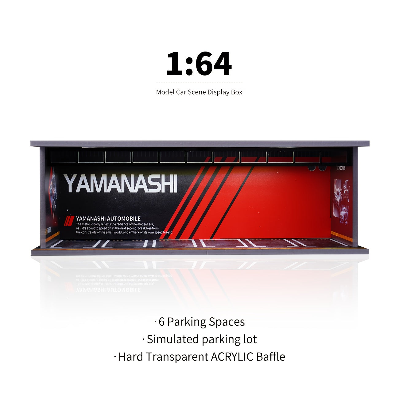 Diecast Display Case 1/64 Scale with LED Light & Acrylic Cover, 6-Space Parking Garage Diorama for Die-Cast Model Cars, Collector Showcase Gift for Car Enthusiasts