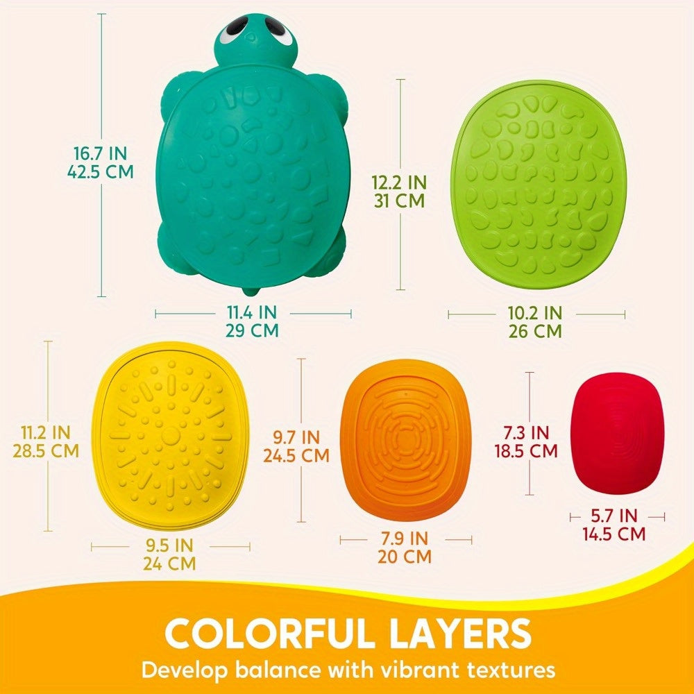 Turtle Balance Stepping Stones for Kids 5pcs Indoor Outdoor Obstacle Course Gross Motor Coordination Toy Ages 3 4 5 6 - Birthday Christmas Gift