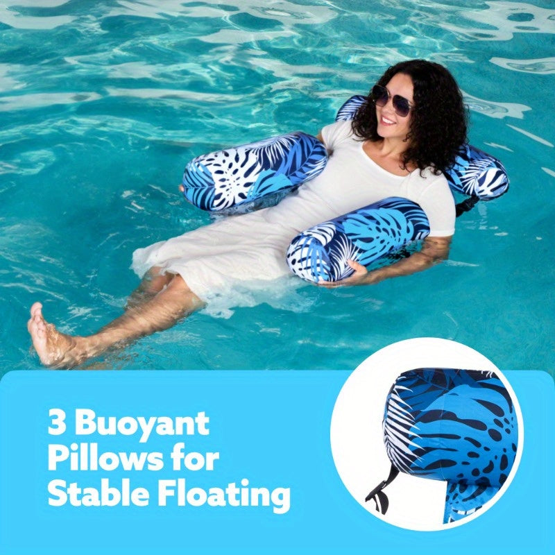 Inflatable Pool Float Chair Leaf Design Lounger for Adults – Portable Floating Seat for Pool Beach Lake Summer Party, 1 or 2 Pack