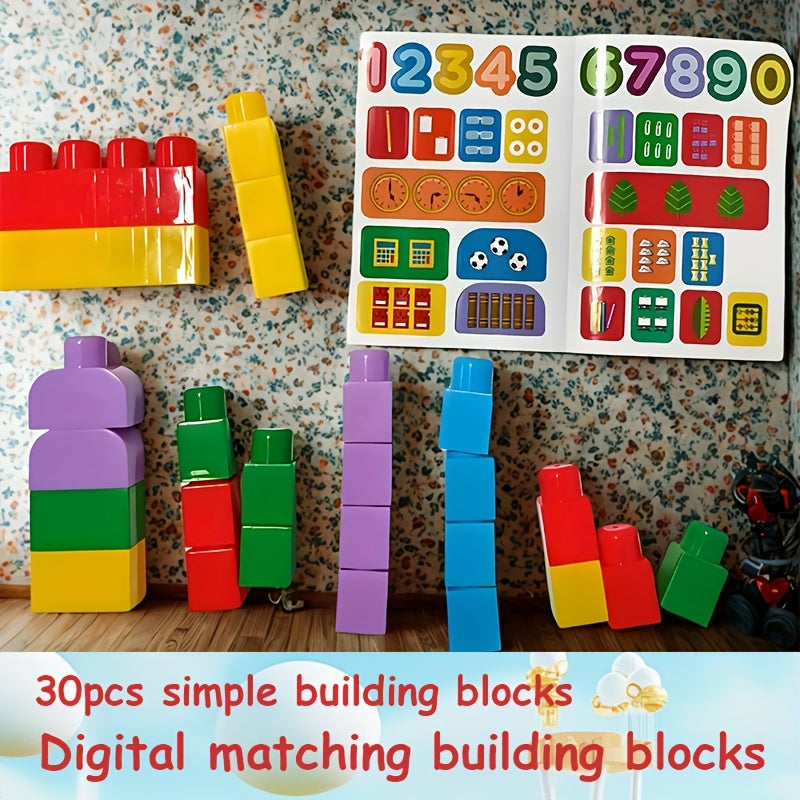 Educational Stacking Blocks for Toddlers 30 Pcs Number Learning Building Blocks with Decals Ages 12M Plus STEM Toy for Boys Girls - Baby Shower Gift
