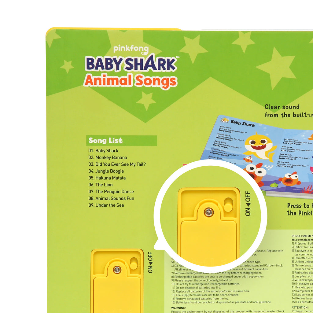 Pinkfong Baby Shark Animal Songs 10-Button Sound Book for Toddlers - Interactive Nursery Rhymes Learning Book, 9 Songs with Music, Educational Toy Gift for Kids Ages 1-3