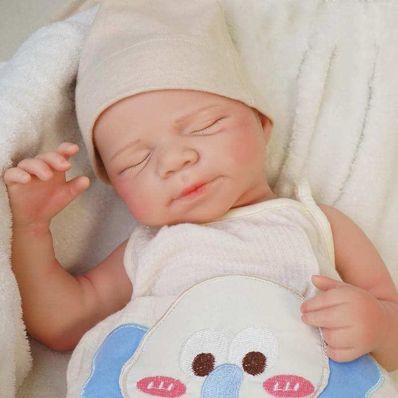 Full Body Silicone Baby Doll 18.31 Inch, FunCuddle NO.14 Realistic Boy or Girl with Closed Mouth, Accessories and Skin Tone Options