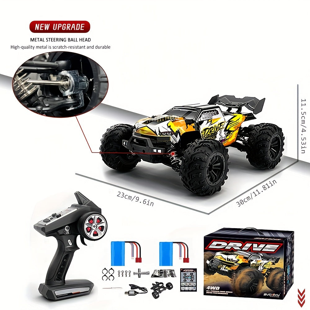 1/16 Scale 4WD Brushless Motor RC Car 70km/h High Speed 2.4G Remote Control Off-Road Drift Racing Truck with 2 Batteries – Kids Adults Gift