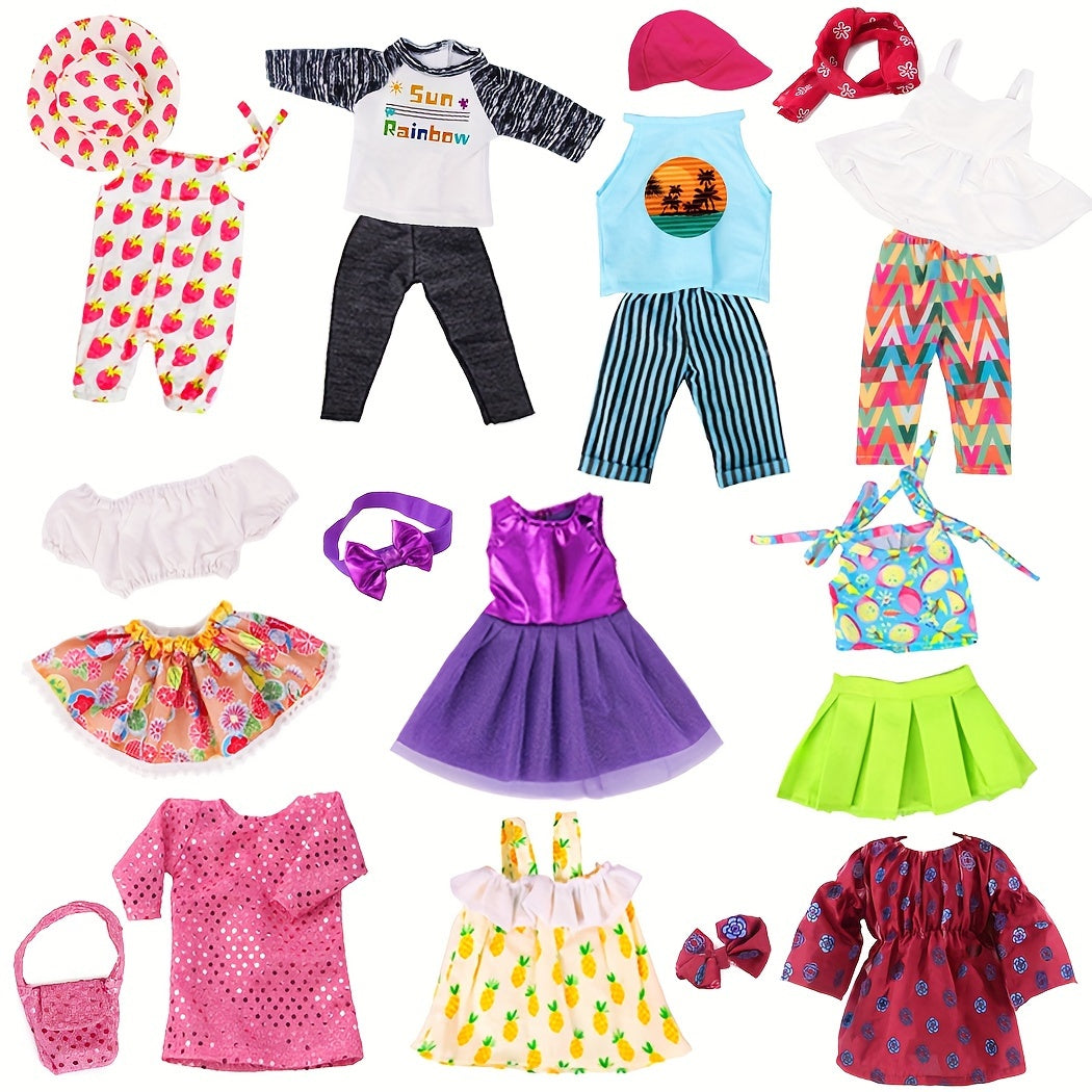 18 Inch Doll Outfits 10 Sets – Trendy Mix & Match Doll Clothes for 18 Inch Girl Dolls, Easy On Off, Birthday Christmas Gift for Girls Ages 3+ (No Doll No Shoes)