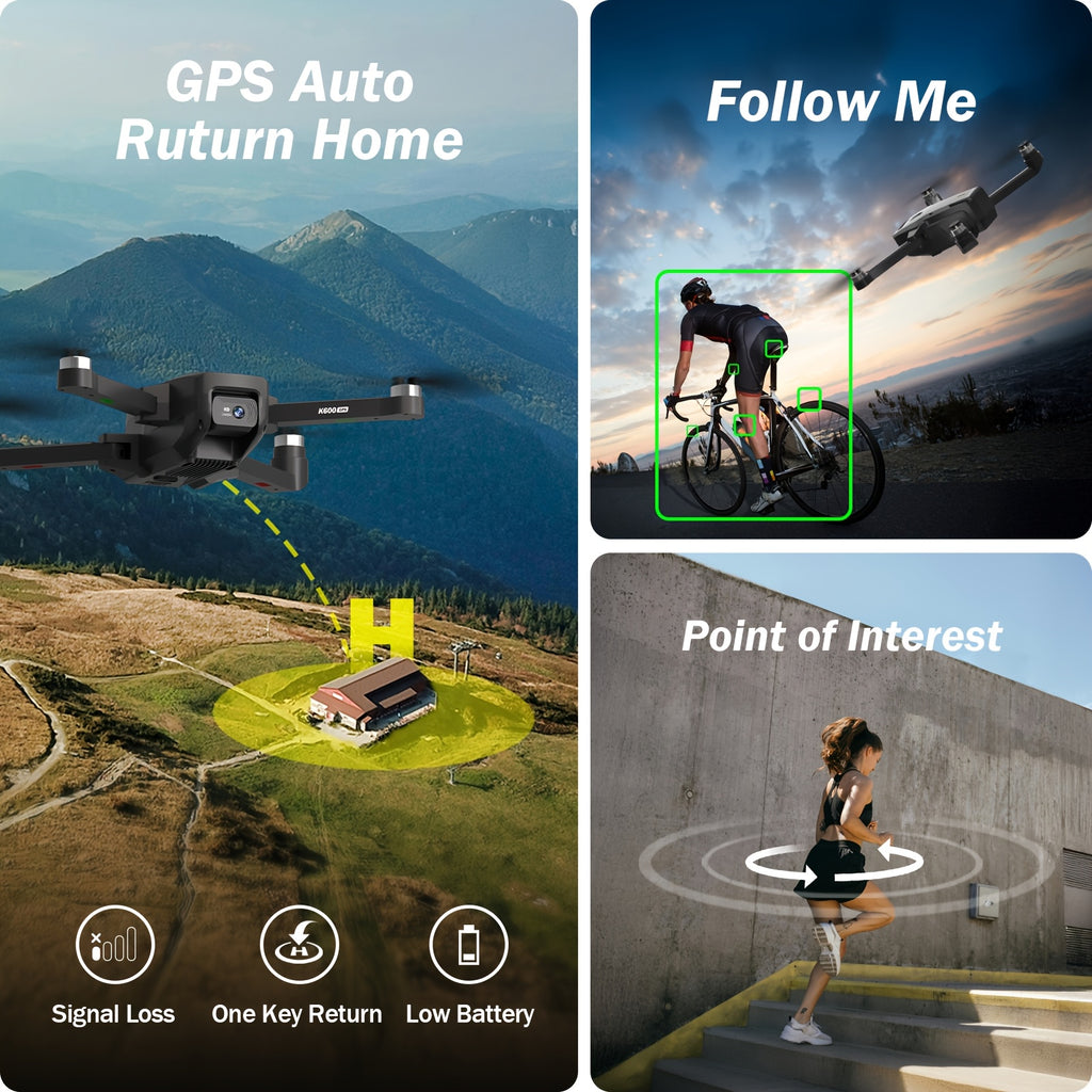 GPS Drone with Camera for Adults, 4.5" LCD RC Screen, Brushless Motor, Follow Me, Auto Return, Gesture Control, Altitude Hold, 3 Speeds, Under 250G – Supports 32G SD Card