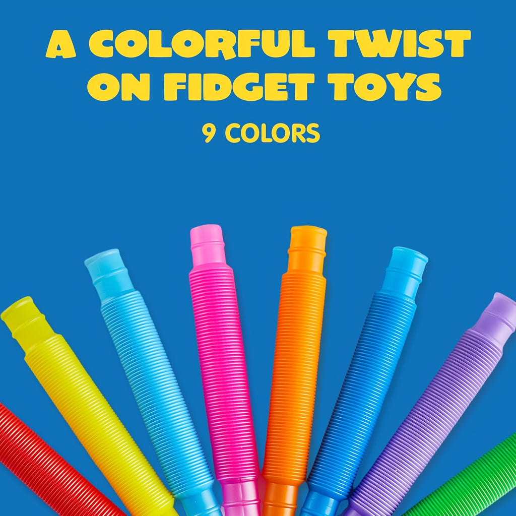 Pop Tubes Bulk 72 Pack Fidget Sensory Toys – Connectable Extendable Stress Relief Tubes Party Favors for Classroom Halloween Christmas Easter Birthday Goodie Bag