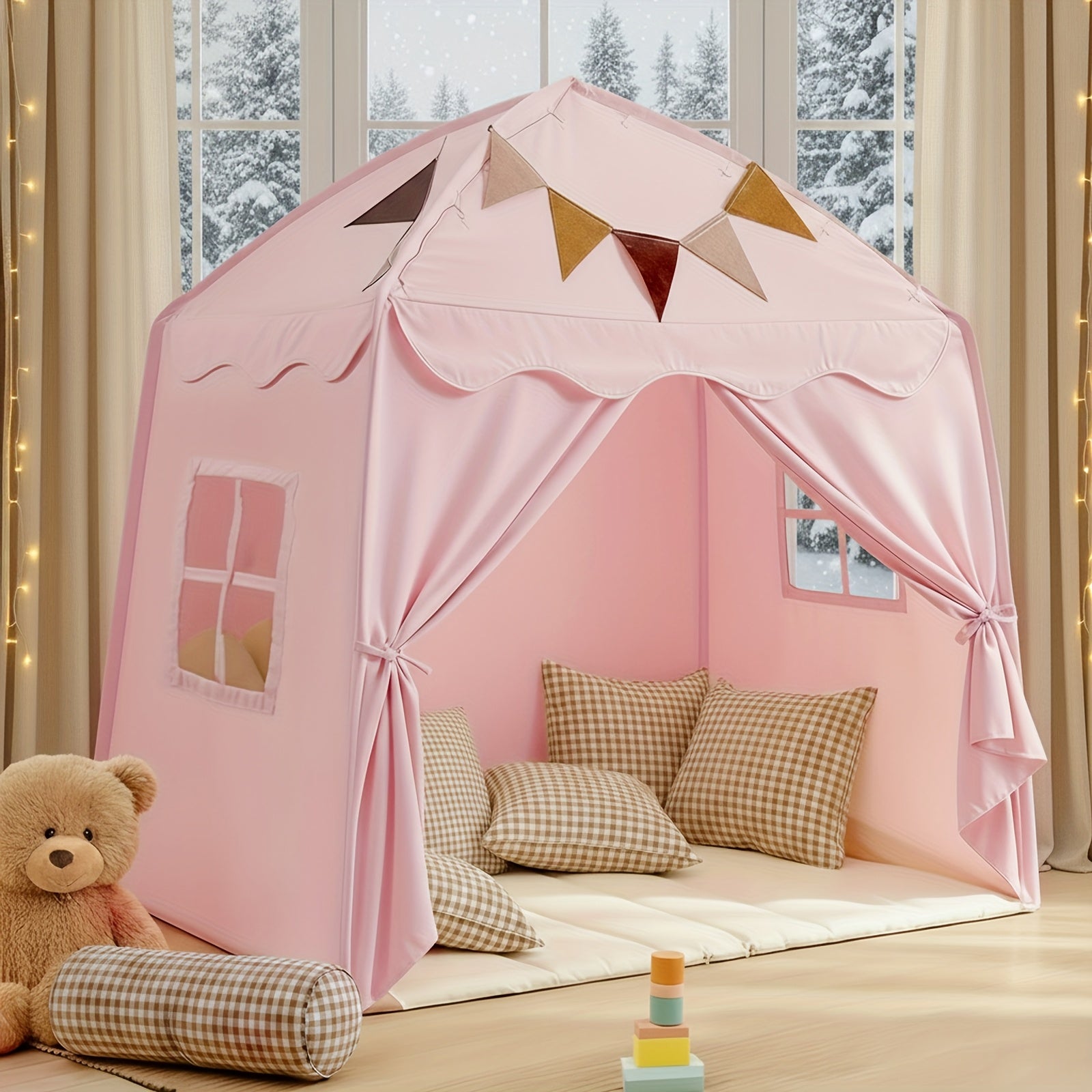 Kids Play Tent Extra Large Teepee 59x39x59 Inch Portable Foldable Indoor Outdoor Playhouse Dome Tent for Boys Girls Ages 3 Plus - Birthday Christmas Gift