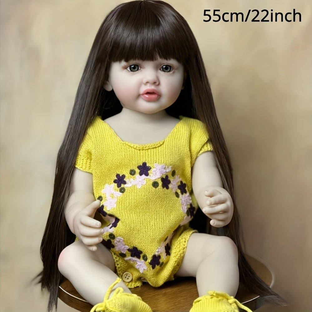 Reborn Baby Doll Girl 22 Inch Full Vinyl Bathable Princess Toddler – Outfit Pacifier Bottle Birth Certificate Gift Box Kids Collectors Birthday Christmas Gift