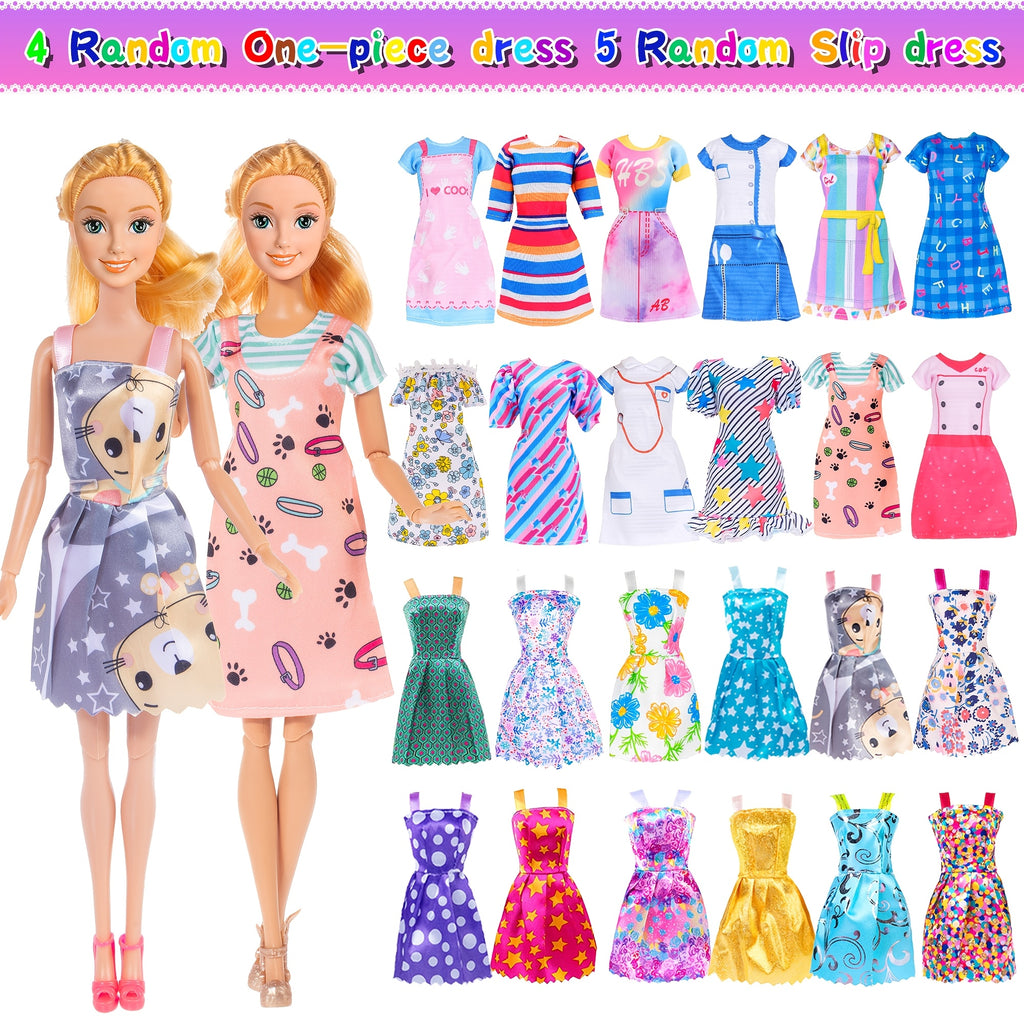 50-Piece Doll Clothes and Accessories Set for 11.5 Inch Fashion Dolls - Princess Dresses Outfits Shoes Fur Coat Jewelry, Complete Doll Wardrobe Gift for Girls Ages 3+, Birthday Christmas Easter Gift