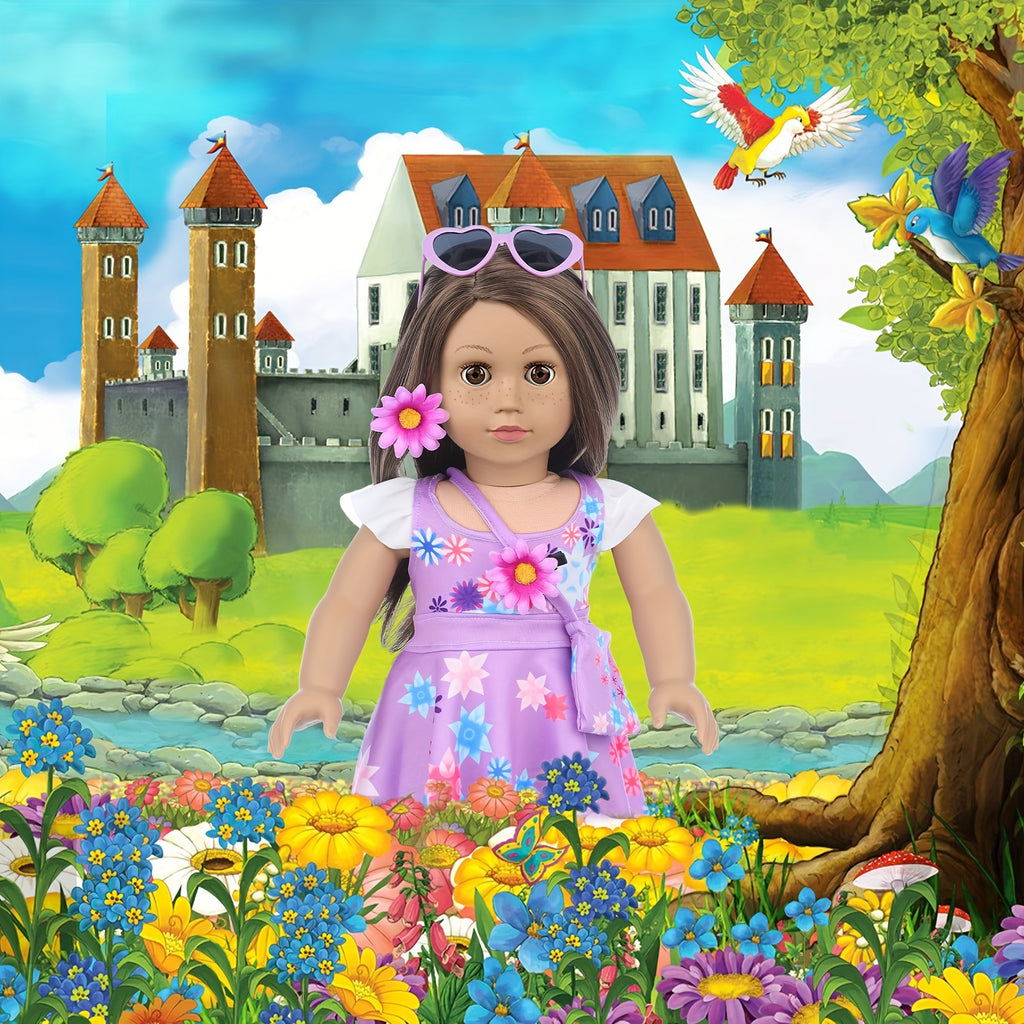 18 Inch Doll Clothes & Makeup Accessories Set – Skirt, Handbag, Hairpin, Eyeshadow, Nail Polish & Lipstick for 18 Inch Dolls Gift Ages 3+