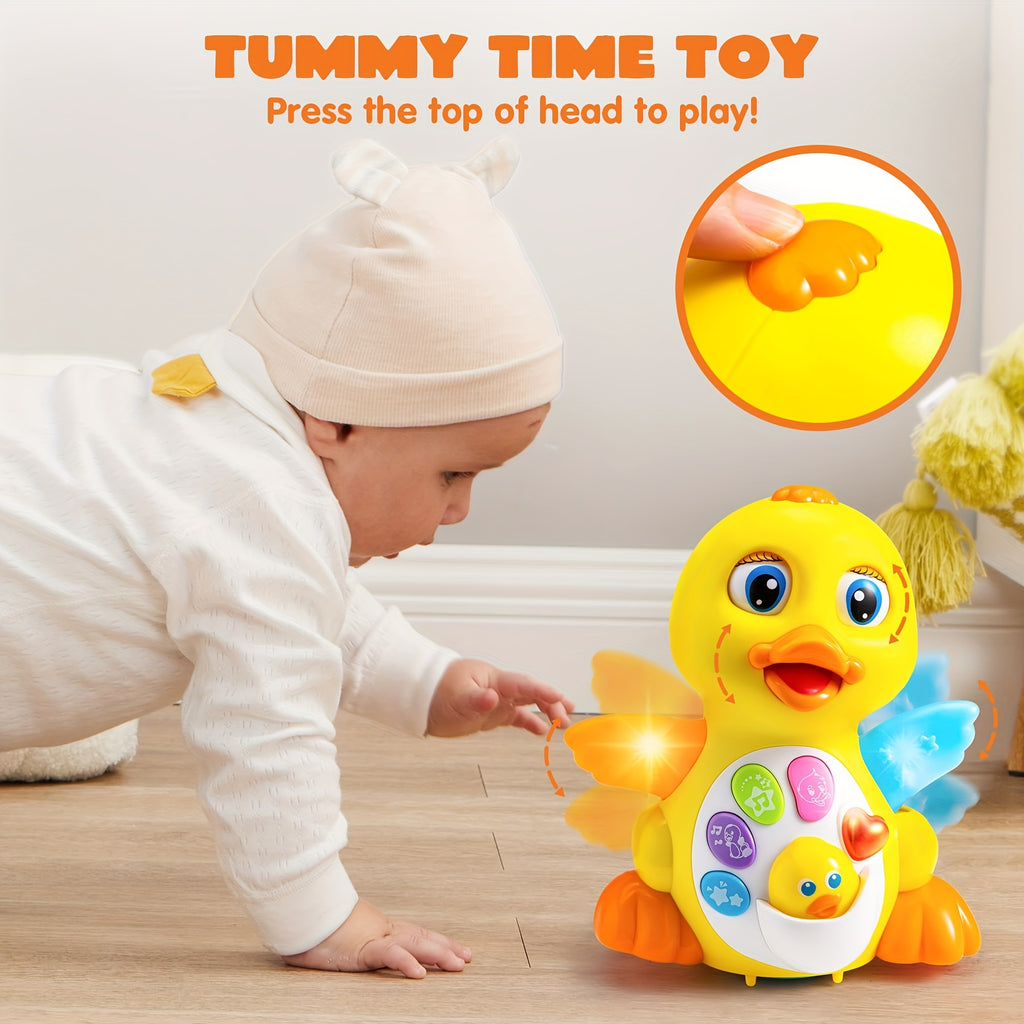 Dancing Walking Duck Toy with Music and Lights for Baby Toddlers 6 Months+ - Light-Up Musical Learning Toy, 5 Buttons 7 Melodies, Sensory Development, Christmas Birthday Gift for Infant Kids