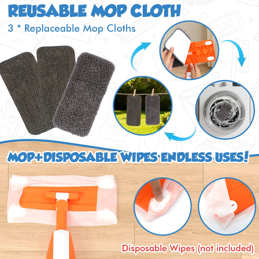Kids Spray Mop Cleaning Toy Kit with Working Water Sprayer & Washable Pad – Mini Mop & Broom Pretend Play Set for Children Ages 3+, Christmas & Birthday Gift