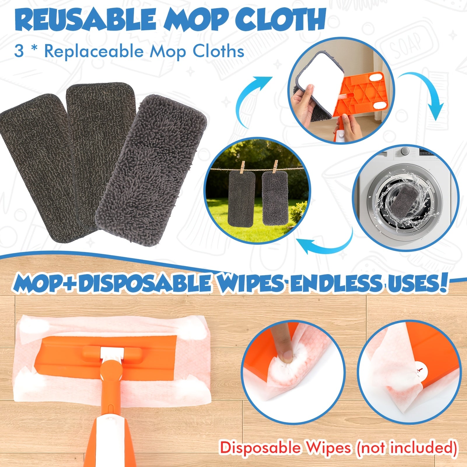 Kids Spray Mop Cleaning Toy Kit with Working Water Sprayer & Washable Pad – Mini Mop & Broom Pretend Play Set for Children Ages 3+, Christmas & Birthday Gift