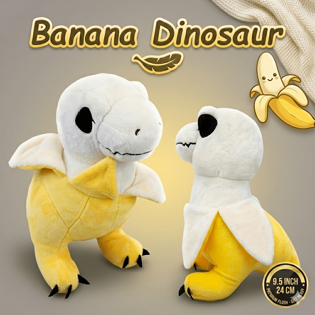 Banana Dinosaur Plush Toy 9.5 Inch – Kawaii Cartoon T-Rex in Banana Peel, Cute Fruit Soft Plushie Pillow Doll, Room Decor, Halloween Birthday Gift for Kids Friends, Dinosaur Lovers