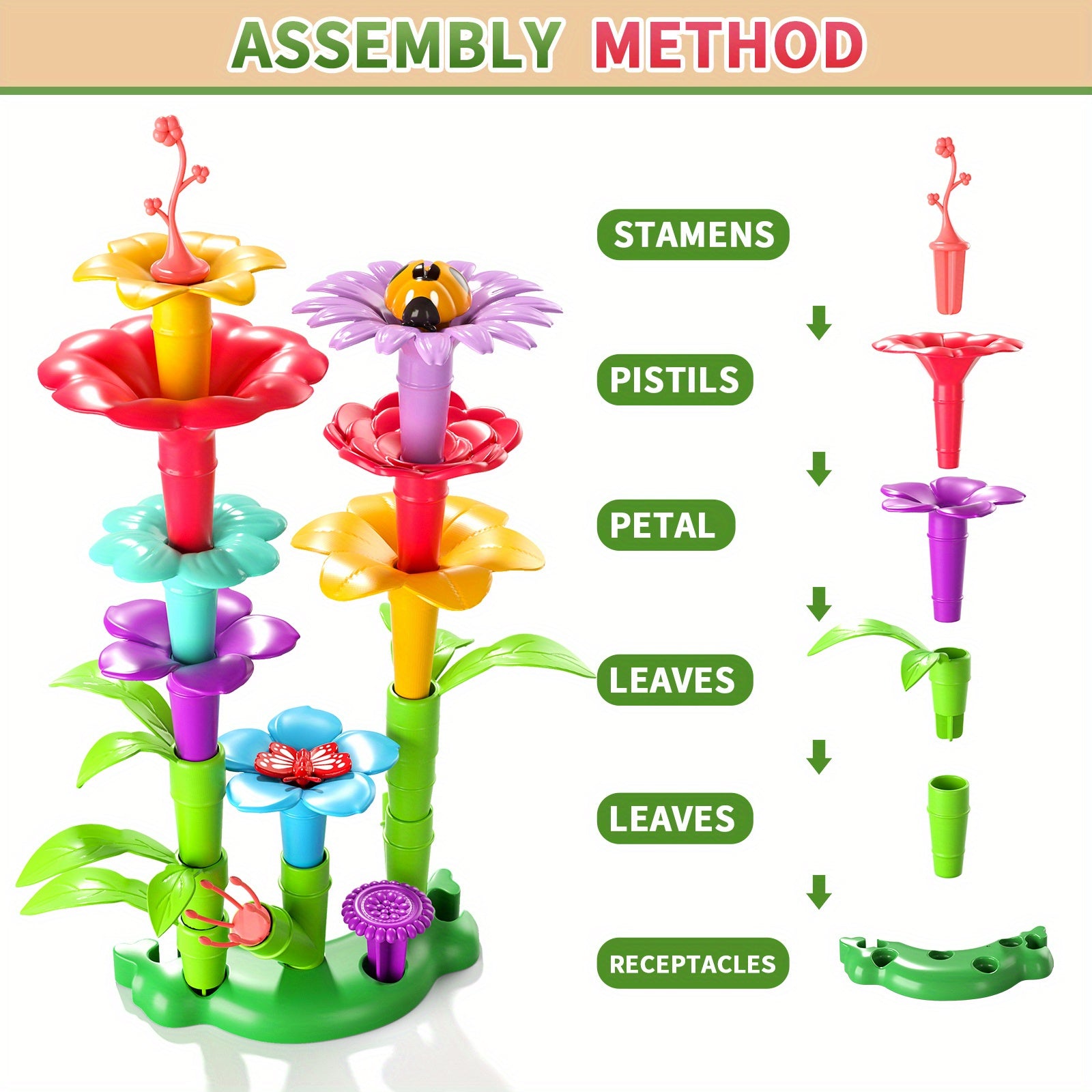 Flower Garden Building Blocks Set 81 148 224pcs STEM Educational Toy for Girls Boys Ages 3 4 5 6 7 8 - Birthday Christmas Gift