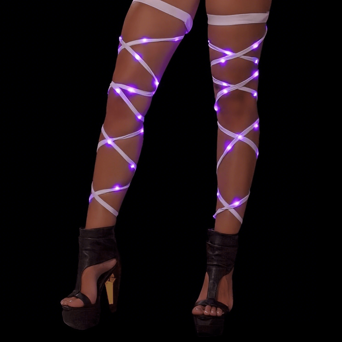LED Strap Festival Costume for Women, Adjustable Buckle Leg Straps Rave Outfit EDM Electronic Music Party Cosplay Carnival Christmas Attire