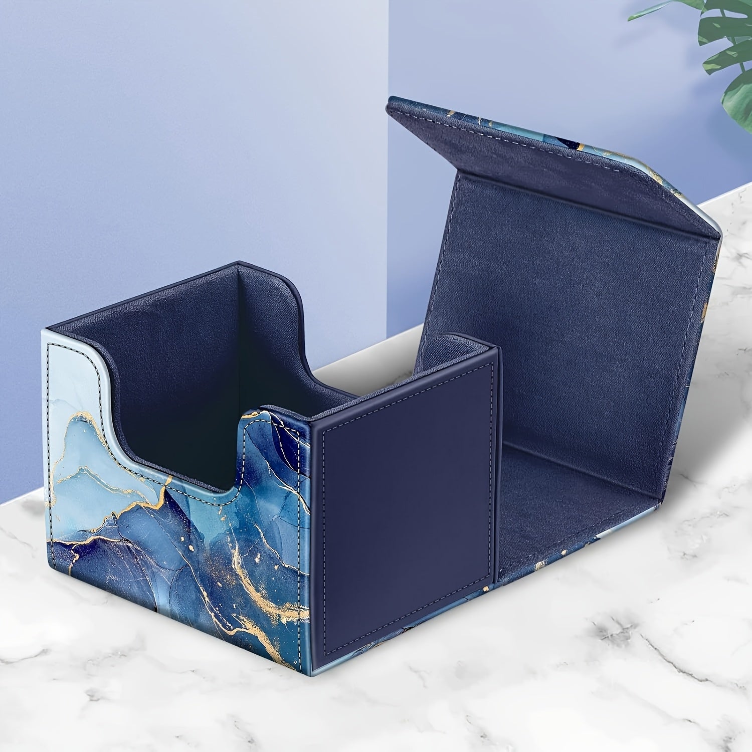 Magnetic Card Storage Box 180+ Cards MTG Pokemon TCG CCG with PU Divider Deck Box Marble Design Trading Card Organizer Collector Gift