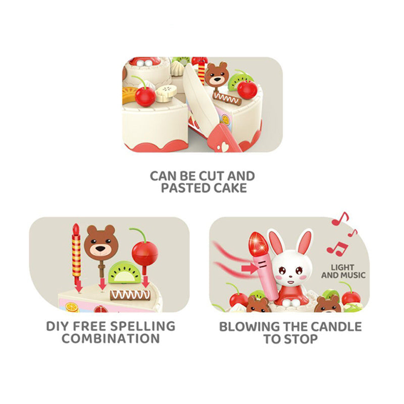 Birthday Cake Tea Party Play Food Toy Set Kids Pretend Play Cake Decorating Dessert Accessories 75-85pcs Girls Ages 3+