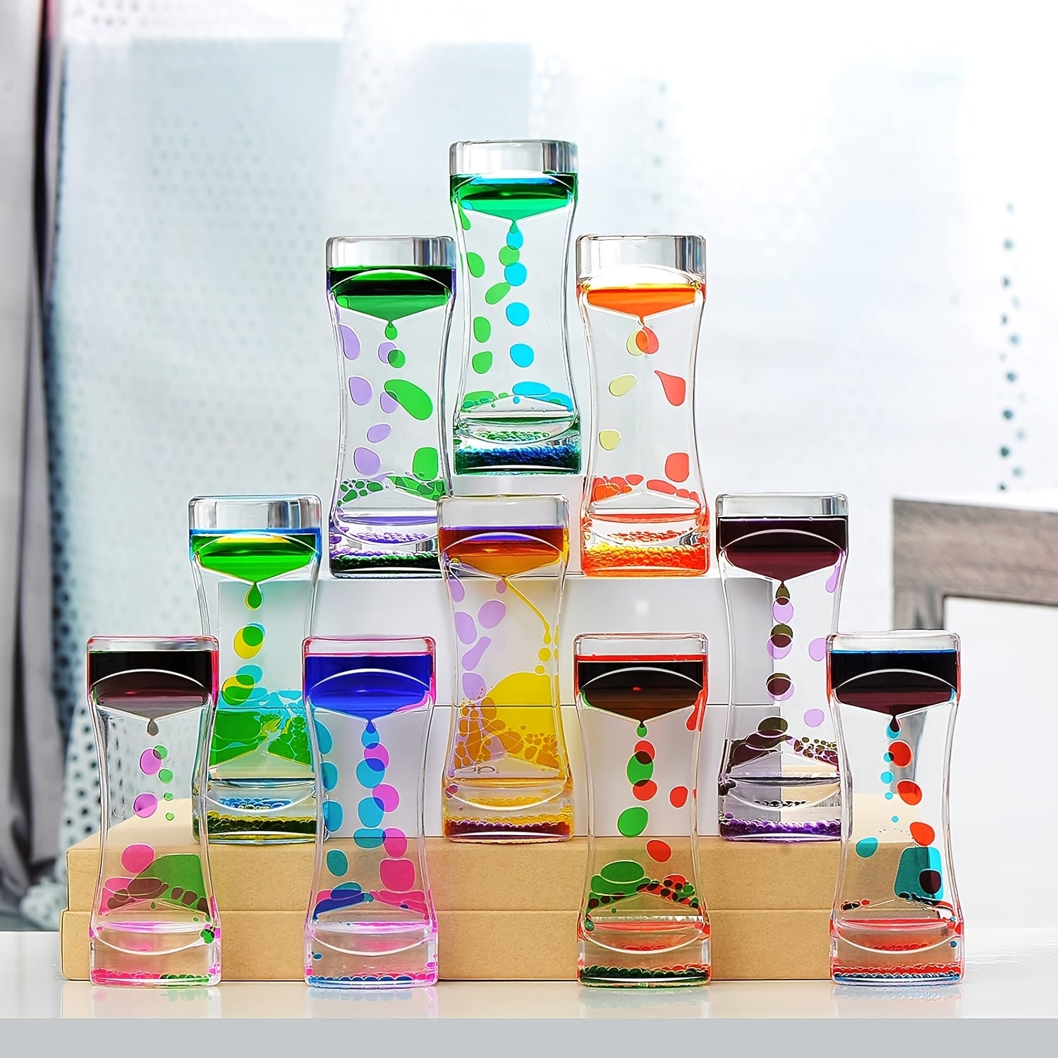 Liquid Motion Bubbler Sensory Toys 12-Pack – Calming Liquid Timer Fidget Toy for Kids & Adults – Stress Relief Visual Toy – Party Favors, Classroom Prizes, Goodie Bag & Stocking Stuffers