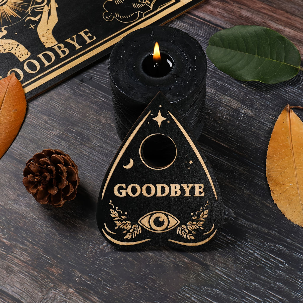 Ouija Board Wooden Psychic Set 2pcs – Handmade Carved Spiritual Guidance Divination Board Witchcraft Altar Decor Halloween Gift for Witches Moon Butterfly