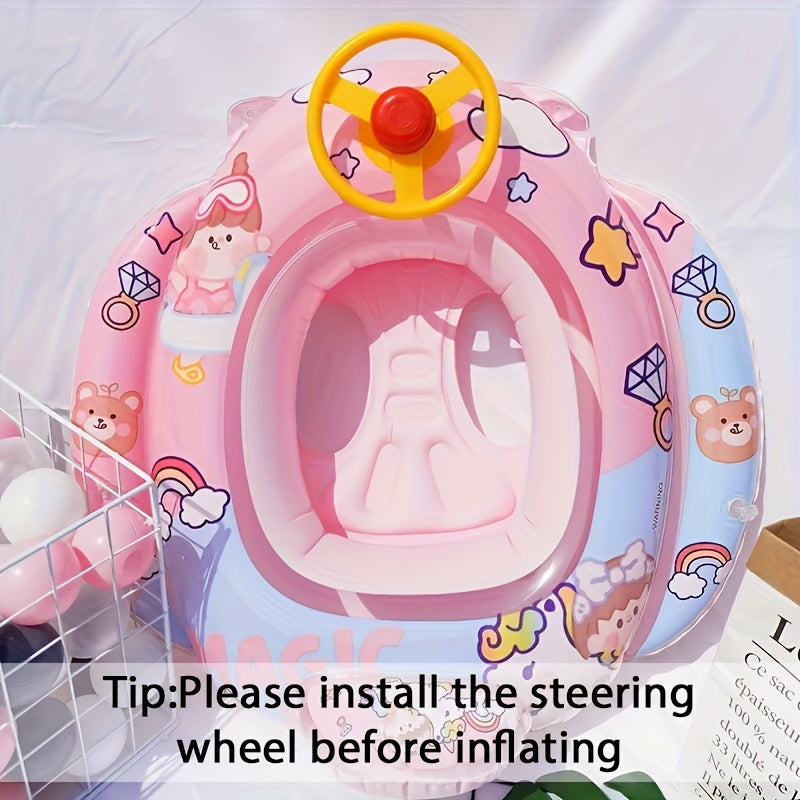 Cartoon Inflatable Pool Float for Kids & Adults – Fun Beach Floatie Water Toy Summer Pool Party Accessory Swimming Gift (Pink Green Blue)