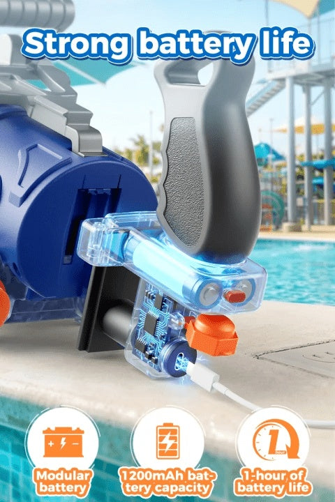 Gatling Electric Water Gun with LED Lights - Super Soaker 10-Meter Range, Automatic Water Blaster for Pool Party Beach Battle, Summer Outdoor Toy for Kids Adults Boys Girls