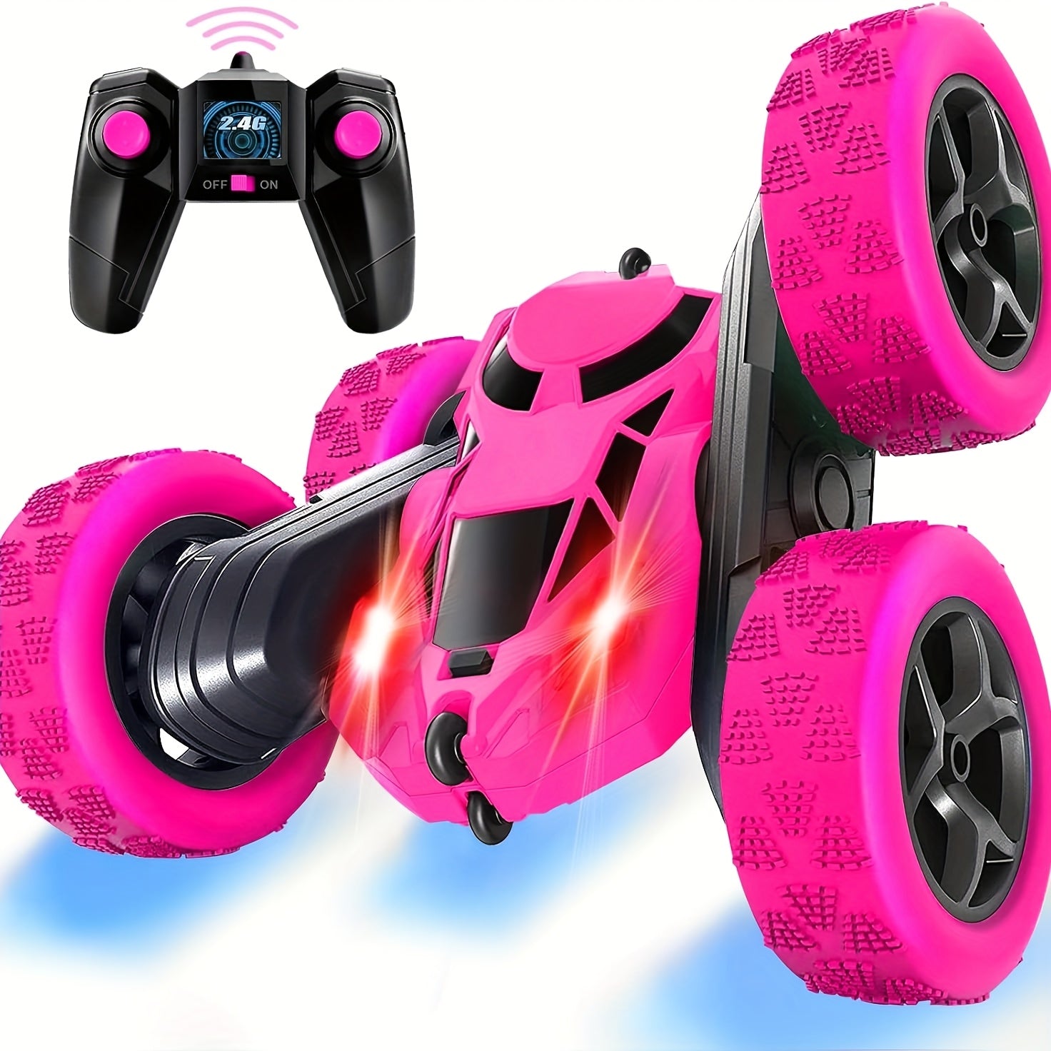 RC Stunt Car Double Sided 360 Flip 4WD Remote Control Car 2.4GHz LED Headlights 1400mAh Rechargeable Battery All Terrain Kids Boys Ages 6+ Birthday Christmas Gift