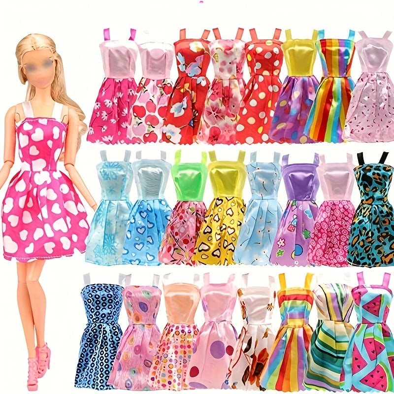 Doll Clothes & Accessories Set 42pcs for 11 Inch Dolls – 10 Dresses 10 Shoes 6 Necklaces 6 Crowns 5 Glasses & Hangers Fashion Wardrobe Gift for Girls Birthday Christmas