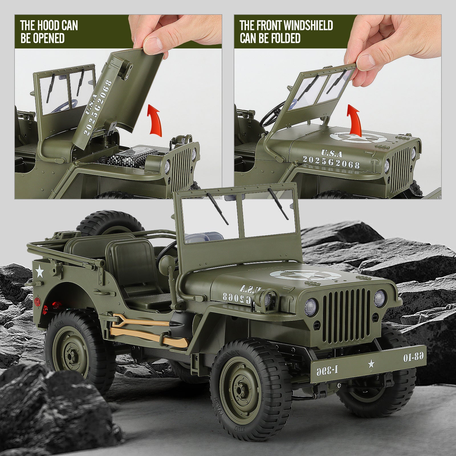 4WD RC Off Road Truck 4x4 Remote Control Car with 2 Rechargeable Batteries All Terrain Proportional Steering Gift for Boys Teens Ages 8 10 12 Christmas