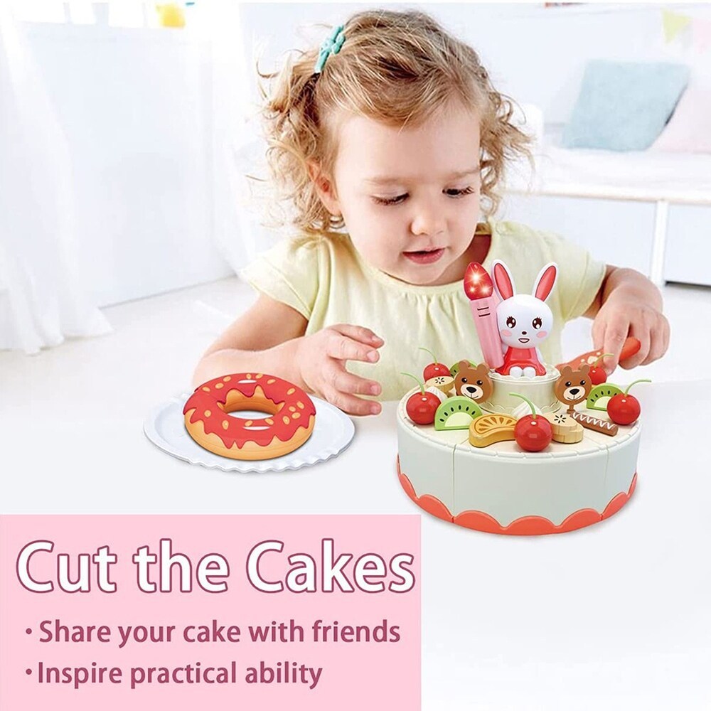 Birthday Cake Tea Party Play Food Toy Set Kids Pretend Play Cake Decorating Dessert Accessories 75-85pcs Girls Ages 3+