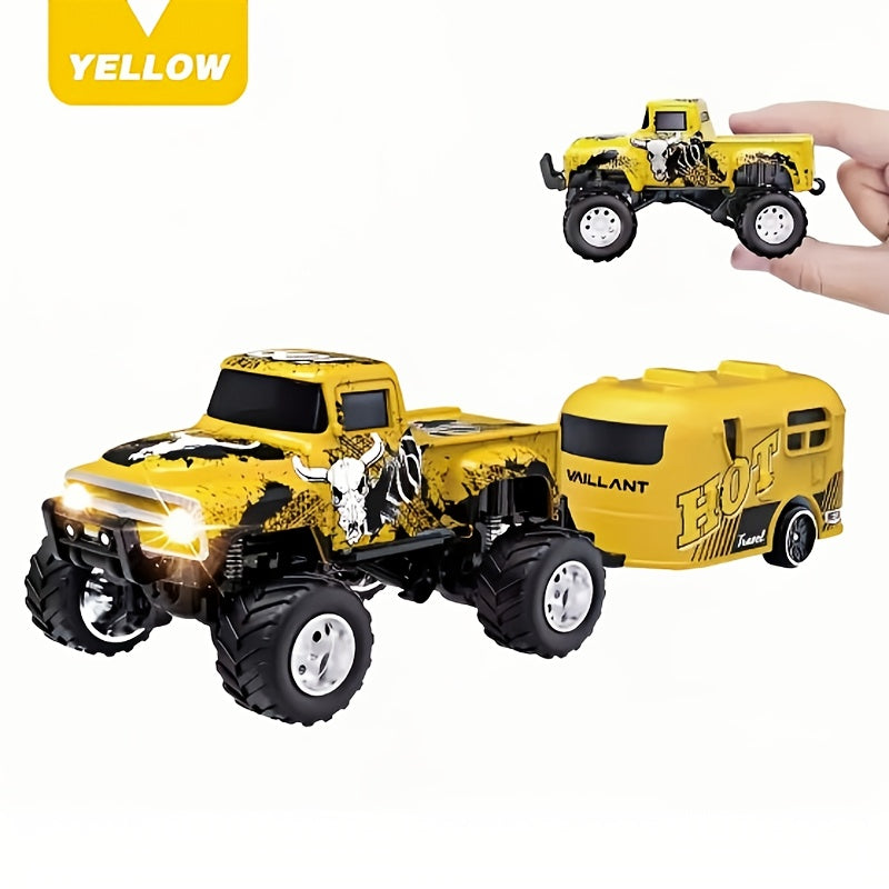 Mini RC Alloy Off-Road Monster Truck 1:64 Scale – 2.4GHz High-Speed Remote Control Crawler with LED Headlights, Street Graffiti Design, Cool Gift for Boys Kids and Adults