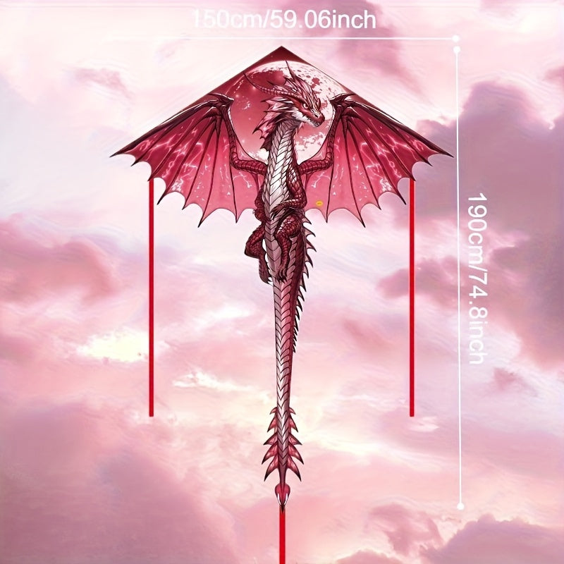 3D Dragon Kite Evil Dragon Design for Kids Adults - Durable Polyester Outdoor Beach Park Flying Kite Red Blue - Birthday Christmas Gift for Dragon Fans