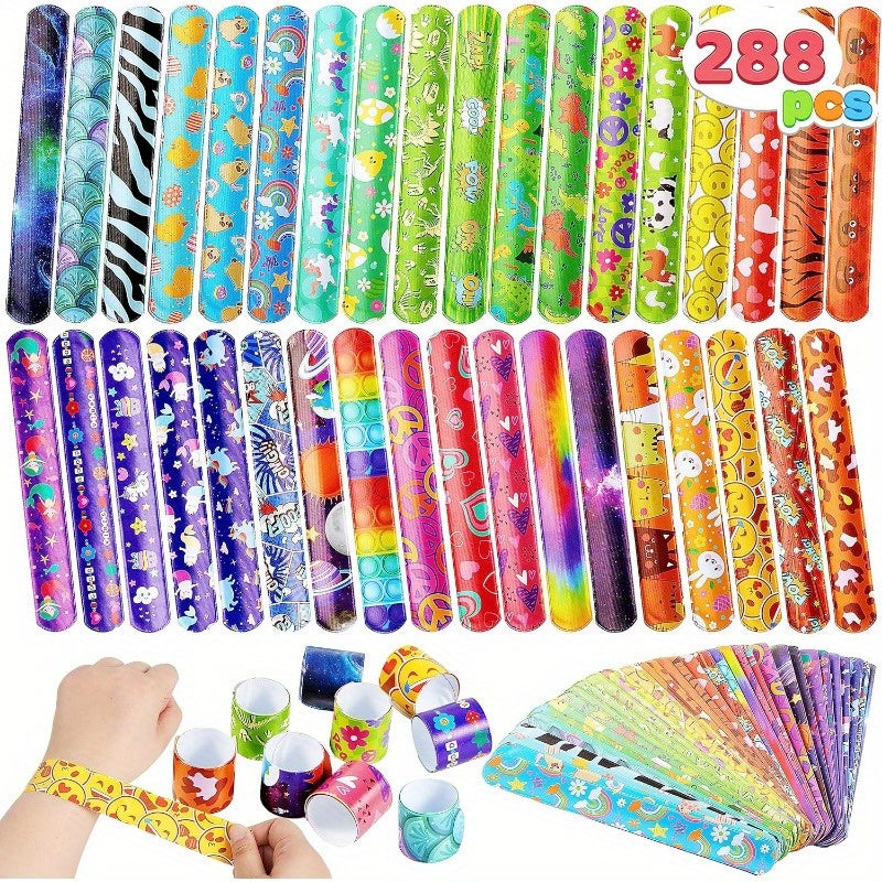 Slap Bracelets Party Favors 288 Pack 36 Designs Unicorn Mermaid Kids Bulk Goodie Bag Fillers Easter Halloween Valentine Classroom Prizes Birthday Party Gifts
