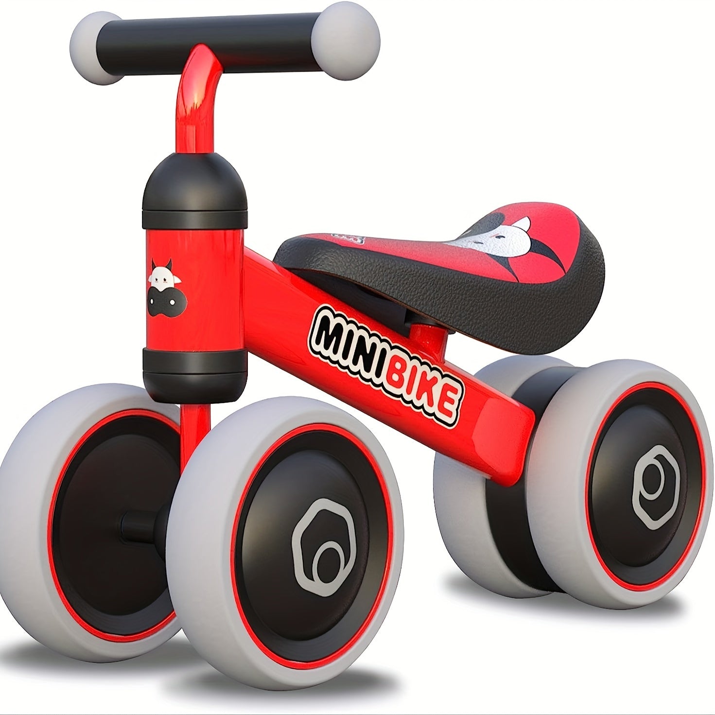 4-Wheel Baby Balance Bike for Toddlers 1-3 Years Old No Pedal Infant Ride On Toy - Foot to Floor Push Bike for Boys Girls, Best First Birthday Gift, Indoor Outdoor Beginner Riding Toy