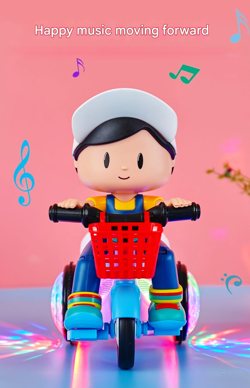 Toddler Electric Tricycle Toy Motorcycle with 360° Rotation & Luminous Lights – Push & Self-Power Kids Ride-On Stunt Vehicle, Birthday Christmas Gift for Boys Girls
